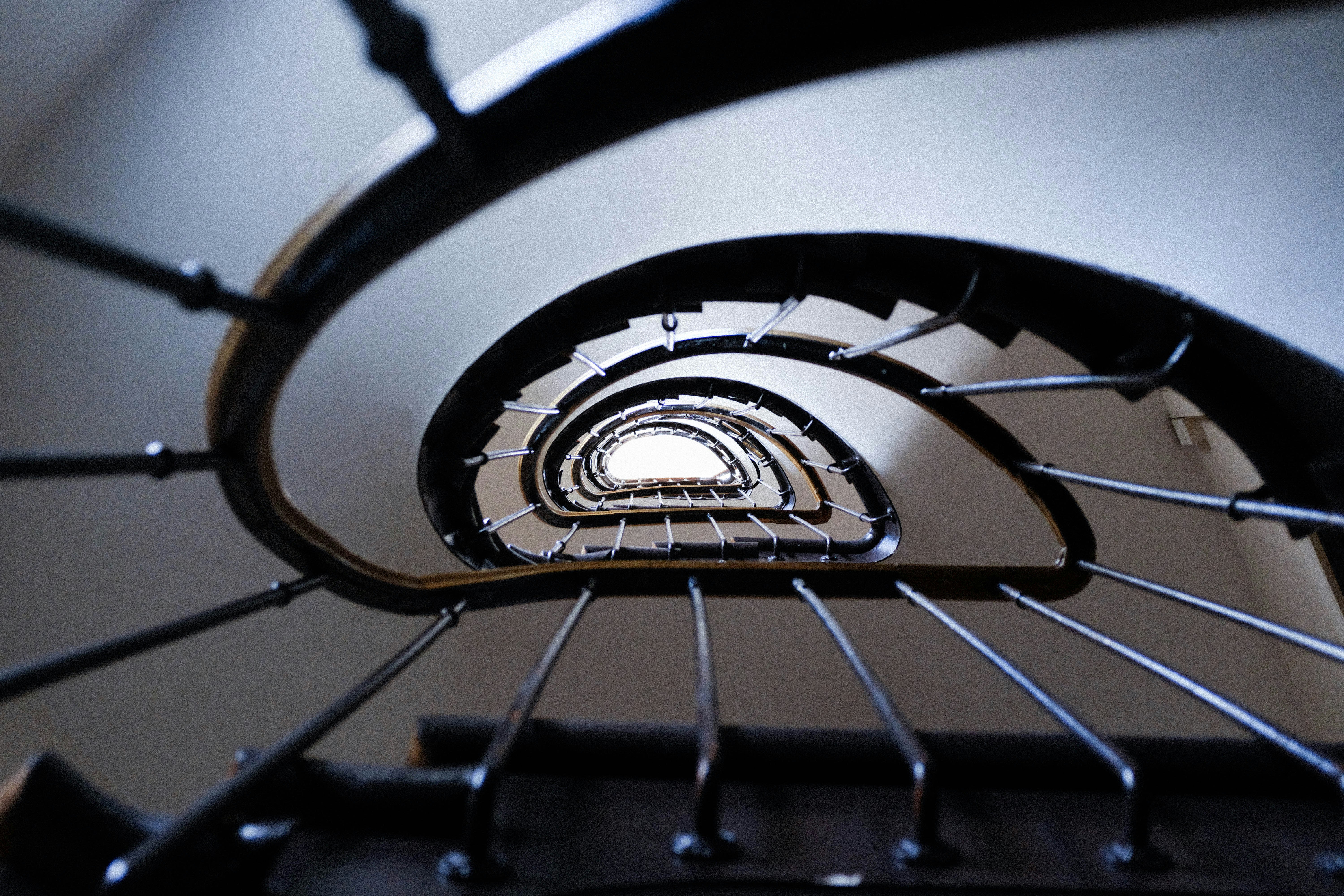 brown spiral stairs